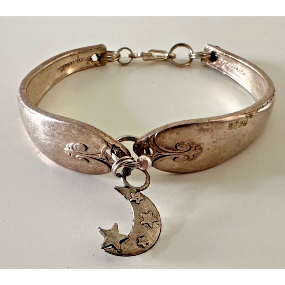 Bracelet Wm Rogers & Sons Silverplate Flatware Exquisite Moon Dangle Charm